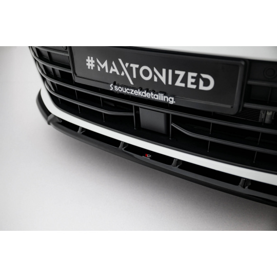 Maxton Design spoiler pod přední nárazník ver.2 pro Volkswagen Passat Mk9 (B9), černý lesklý plast ABS