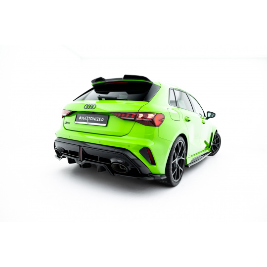 Maxton Design spoiler pod zadní nárazník s žebrováním v.2 pro Audi RS3 8Y Facelift, černý lesklý plast ABS, Sportback Maxton Design spoiler pod zadní nárazník s žebrováním v.2 pro Audi RS3 8Y Facelift, černý lesklý plast ABS, Sportback