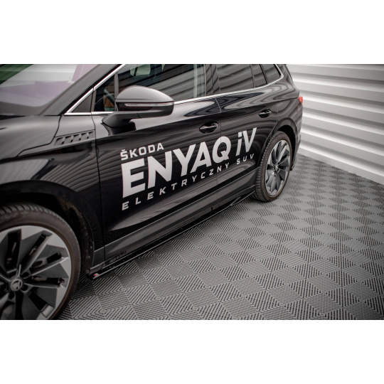 Maxton Design difuzory pod boční prahy pro Škoda Enyaq iV Mk1, černý lesklý plast ABS
