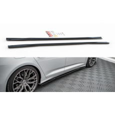 Maxton Design difuzory pod boční prahy pro Audi A6 C8, černý lesklý plast ABS, S-Line Maxton Design difuzory pod boční prahy pro Audi A6 C8, černý lesklý plast ABS, S-Line