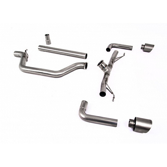 Milltek Sport výfukový systém OPF/GPF Back - Race System (nejhlasitější) - 80mm pro Volkswagen Golf Mk8 GTi Clubsport (300ps s OPF/GPF) 2021-2024, typ koncovek: GT-115 broušené titanové
