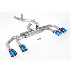 Milltek Sport výfukový systém GPF-Back 80mm / 3.15" Race bez klapek (nejhlasitější) pro Volkswagen Golf Mk8 R 2.0 TSI 320PS (s GPF) 2021-2024, typ koncovek: GT-115 titanově modré