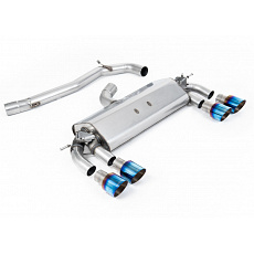 Milltek Sport výfukový systém cat-back bez rezonátoru (hlasitější) pro Volkswagen Golf MK7 R 2.0 TSI 300PS (ECE schválení, 76.2mm vedení) 2014-2016, typ koncovek: GT-100 titanové modré