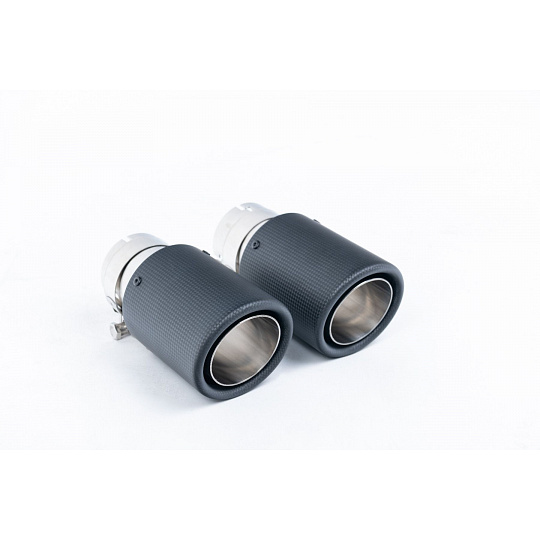 Milltek Sport výfukový systém cat-back Race bez rezonátoru Dual Outlet pro BMW řada 3 F30 320i M Sport Sedan (facelift, mimo xDrive, bez OPF, motor B48) 2015-2019, Jet-90 karbonové koncovky, s M340i vložkou zadního nárazníku