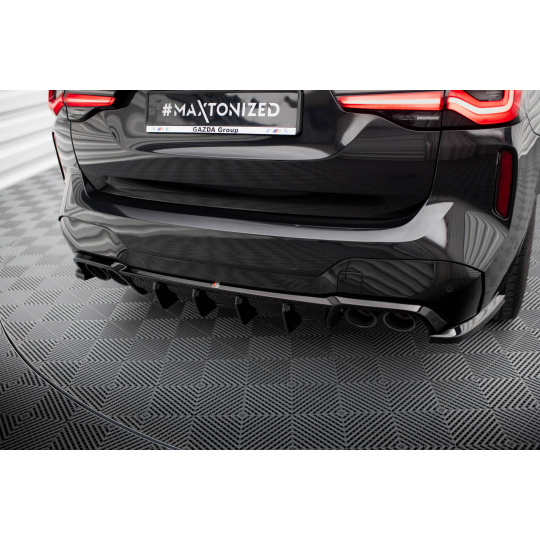 Maxton Design vložka zadního nárazníku pro BMW X3 M F97, F97 Facelift, černý lesklý plast ABS