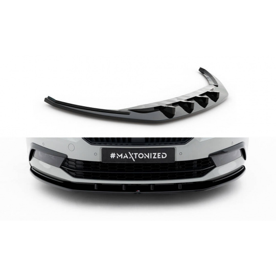 Maxton Design spoiler pod přední nárazník ver.3 pro Škoda Superb Mk3, černý lesklý plast ABS