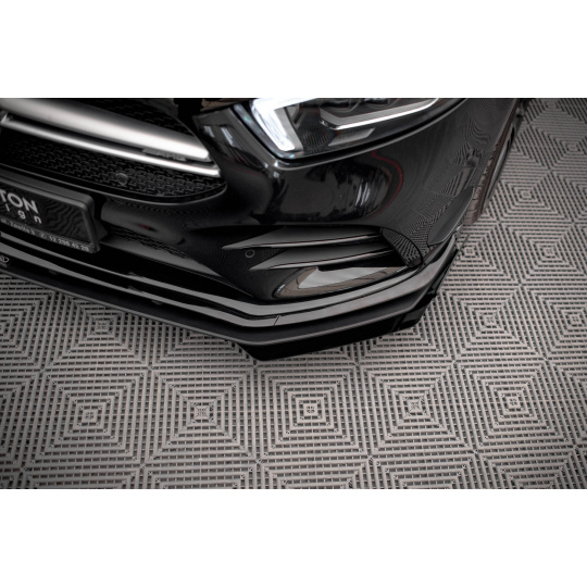 Maxton Design rohové spoilery pod přední nárazník pro Mercedes třída A W177 A35 AMG Aero, W177 AMG-Line Aero, černý lesklý plast ABS