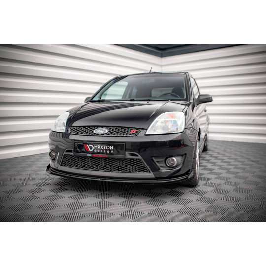 Maxton Design "Street Pro" spoiler pod přední nárazník s křidélky ver.1 pro Ford Fiesta ST Mk6, plast ABS bez povrchové úpravy, s červenou linkou