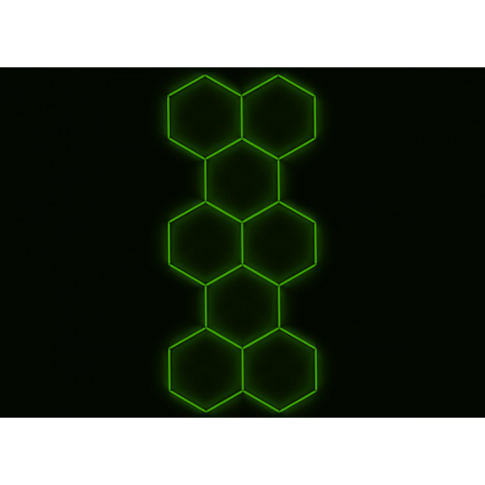 Kompletní LED hexagonové svítidlo zelené, rozměr: 8 elementů 166 x 386 cm