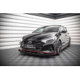 Maxton Design "Street Pro" spoiler pod přední nárazník s křidélky ver.1 pro Hyundai i20 N Mk3, plast ABS bez povrchové úpravy, s červenou linkou