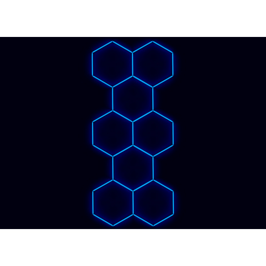 Kompletní LED hexagonové svítidlo modré, rozměr: 8 elementů 166 x 386 cm