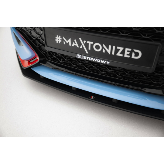 Maxton Design "Street Pro" spoiler pod přední nárazník pro Hyundai Veloster N Mk2, plast ABS bez povrchové úpravy, s černou a červenou linkou