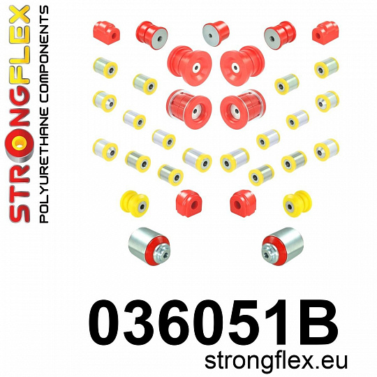 036051B: Strongflex Kompletní sada silentbloků pro zavěšení 036051B: Strongflex Kompletní sada silentbloků pro zavěšení