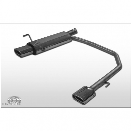 Fox Sportauspuff koncový tlumič výfuku se třemi držáky s koncovkou 135x80 Typ 53 na obou stranách pro Opel Astra F s motorem 1.4, 1.6, 1.8, 2.0