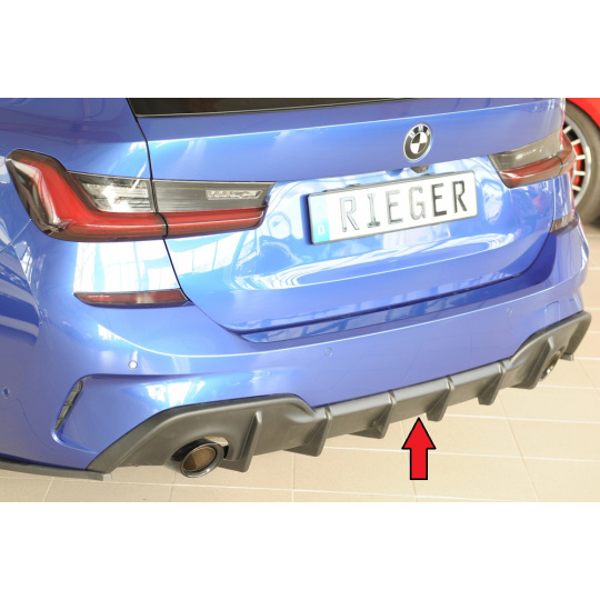 Rieger vložka zadního nárazníku (pro vozy s tažným zařízením) pro BMW řada 3 G21 touring, plast ABS bez povrchové úpravy, pro orig. koncovky vlevo/vpravo (průměr 90 mm)