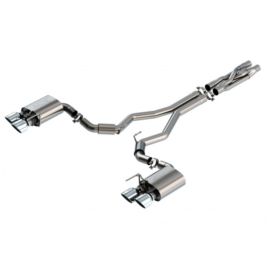 Borla Cat-Back výfukový systém "ATAK" pro Ford Mustang Shelby GT500 5,2l RWD 2-dvéř., r.v. 2020, s "active valve exhaust", typ koncovek: chromové