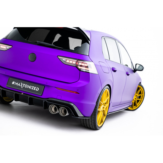 Maxton Design "Street Pro" boční difuzory pod zadní nárazník v.2 pro Volkswagen Golf R Mk8, Mk8 Facelift, plast ABS bez povrchové úpravy, s černou a červenou linkou