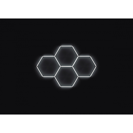 Kompletní LED hexagonové svítidlo bílé 4500 K, rozměr: 4 elementy 241 x 168 cm