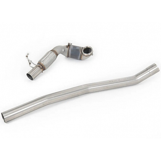 Milltek Sport downpipe a Hi-Flow sportovní katalyzátor V2 Large Bore Downpipe with 200CPSI Race Cat (104mm to 80mm) pro Volkswagen Golf Mk7.5 R 2.0 TSI 310PS (bez GPF) - 80mm Race Systems 2017-2021, pouze pro Milltek Sport 80mm Cat Back