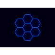 Kompletní LED hexagonové svítidlo modré, rozměr: 7 elementů 238 x 252 cm