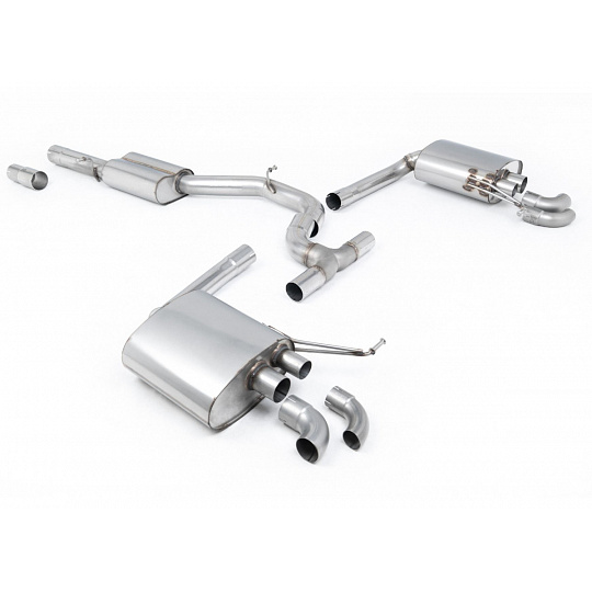 Milltek Sport výfukový systém cat-back 76mm Part Resonated bez klapek (Road+) pro Volkswagen Arteon 2.0TSI 280PS 4Motion (North American bez klapek/Downturn Tips) 2022-2024