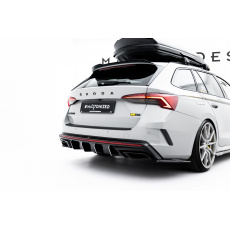 Maxton Design vložka zadního nárazníku pro Škoda Octavia RS Mk4, Mk4 Facelift, černý lesklý plast ABS, Liftback / Combi