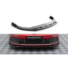 Maxton Design spoiler pod přední nárazník s křidélky ver.3 pro Volkswagen Golf GTI Mk8, černý lesklý plast ABS