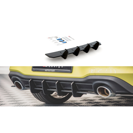 Maxton Design "Racing durability" zadní difuzor ver.1 pro Volkswagen Golf GTI Mk8, plast ABS bez povrchové úpravy, Clubsport, s černou a červenou linkou