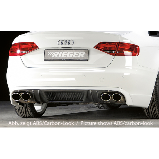 Rieger spoiler pod zadní nárazník pro Audi A4 B8, B81 avant, sedan před faceliftem r.v. 11/07-12/11, plast ABS bez povrchové úpravy, mimo S-Line, pro dvojité koncovky na obou stranách 4x115x85 mm
