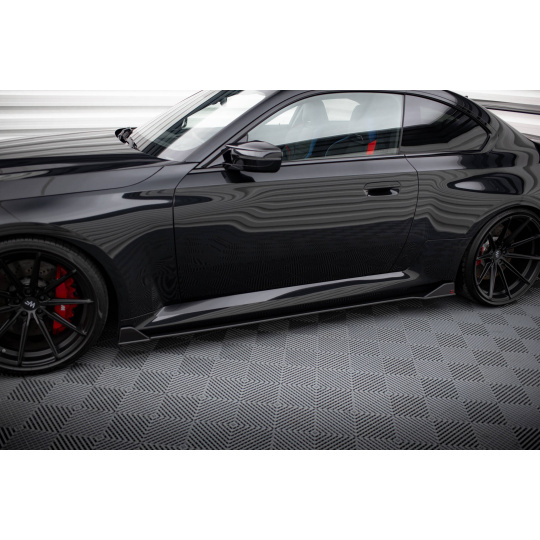 Maxton Design "Street Pro" difuzory pod boční prahy ver.2 pro BMW M2 G87, plast ABS bez povrchové úpravy, s červenou linkou