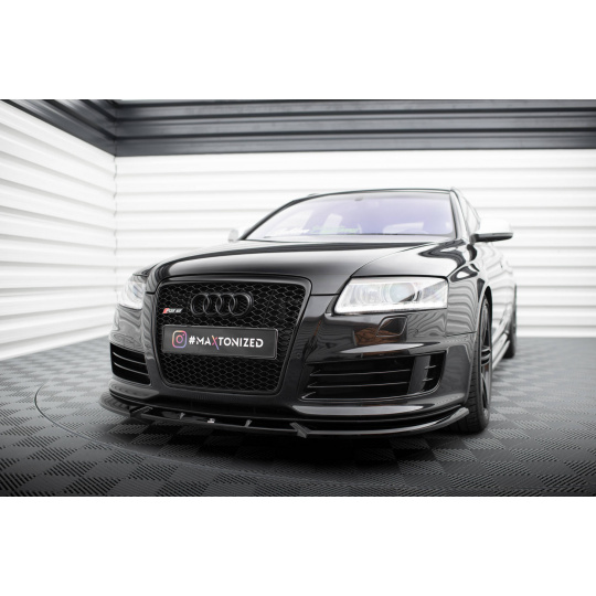 Maxton Design spoiler pod přední nárazník ver.2 pro Audi RS6 C6, černý lesklý plast ABS