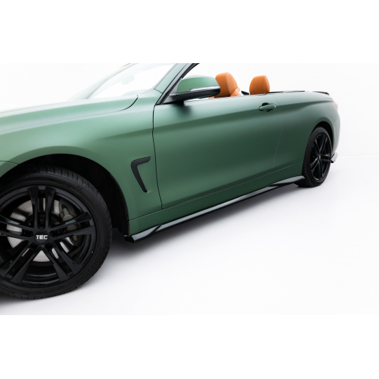 Maxton Design difuzory pod boční prahy pro BMW řada 4 F32, F33, černý lesklý plast ABS, Cabrio / Coupe