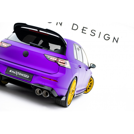 Maxton Design difuzory pod zadní nárazník s křidélky ver.2 pro Volkswagen Golf R Mk8, černý lesklý plast ABS