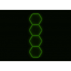 Kompletní LED hexagonové svítidlo zelené, rozměr: 4 elementy 97 x 327 cm