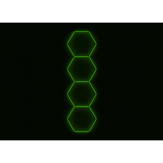 Kompletní LED hexagonové svítidlo zelené, rozměr: 4 elementy 97 x 327 cm
