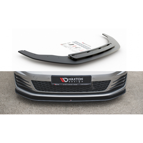 Maxton Design "Racing durability" spoiler pod přední nárazník pro Volkswagen Golf GTI Mk7, plast ABS bez povrchové úpravy, s červenou linkou