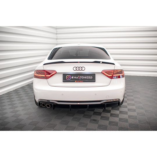 Maxton Design vložka zadního nárazníku pro Audi A5 8T FL, černý lesklý plast ABS, Coupe, s dvojitou koncovkou vlevo