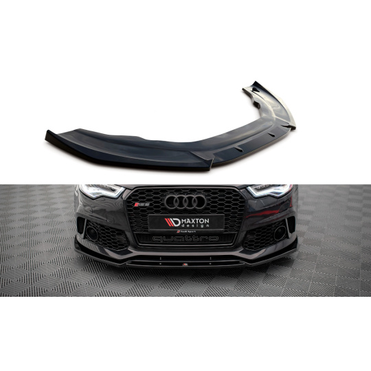 Maxton Design spoiler pod přední nárazník pro Audi A6 C7, černý lesklý plast ABS, vzhled RS6