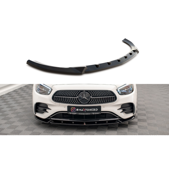 Maxton Design spoiler pod přední nárazník ver.2 pro Mercedes třída E W213 Facelift/AMG-Line/Sedan, černý lesklý plast ABS