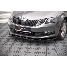 Maxton Design spoiler pod přední nárazník ver.1 pro Škoda Octavia Mk3 Facelift, černý lesklý plast ABS