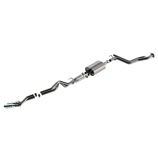 Borla Cat-Back výfukový systém "S-Type" pro Toyota Tacoma 2.4L 4Cyl., automat/manual, vč. hybrid, 2WD/4WD, EC s SB (6'2'') 131,9 rozvor / CDC s SB (5' 0'') 131,9'' rozvor, r.v. 2024-2025, typ koncovek: chromové