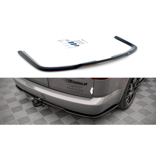 Maxton Design středový spoiler pod zadní nárazník pro Volkswagen Caddy Mk3 Facelift, černý lesklý plast ABS, pro verzi Long