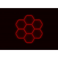 Kompletní LED hexagonové svítidlo červené, rozměr: 7 elementů 238 x 252 cm Kompletní LED hexagonové svítidlo červené, rozměr: 7 elementů 238 x 252 cm