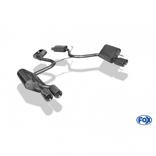 Fox Sportauspuff koncový tlumič výfuku s koncovkou 2x80 Typ 13 na obou stranách pro Mercedes SL 230 s motorem 3.7, 5.0