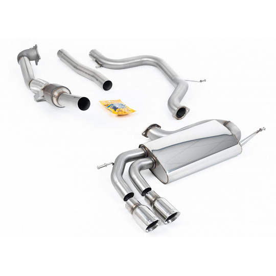 Milltek Sport výfukový systém Turbo-back vč. Hi-Flow sportovního katalyzátoru 3" Race System bez rezonátoru (hlasitější) pro Volkswagen Golf Mk5 GTi Edition 30 2.0T FSi 230PS 2006-2009, typ koncovek: GT-80 leštěné