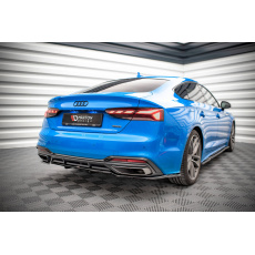 Maxton Design středový spoiler pod zadní nárazník s žebrováním pro Audi A5 F5 FL, černý lesklý plast ABS, S-Line