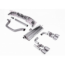 Milltek Sport výfukový systém OPF/GPF Back Golf R Style - Road+ pro Volkswagen Golf Mk8 GTi (Golf R Style Quad Outlet - 245ps s OPF/GPF) 2020-2024, typ koncovek: GT-115 titanové