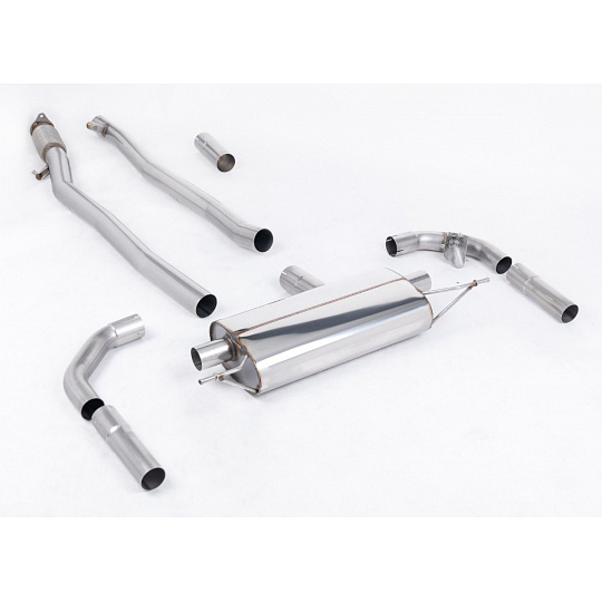 Milltek Sport výfukový systém cat-back bez rezonátoru a klapek (nejhlasitější) pro Mercedes třída A A35 AMG 2.0 Turbo (Sedan - bez OPF/GPF) 2019-2024, využívá originálních koncovek