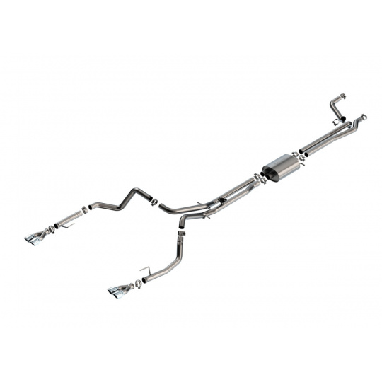 Borla Cat-Back výfukový systém "S-Type" pro Chevrolet Silverado 1500 6.2L V8, automat, 2WD/4WD, EC s SB (6'7") 147.4" WB/ CC s SB (5'10") 147.4" WB, r.v. 2024, pouze pro vozy s továrním rozděleným zadním výfukem