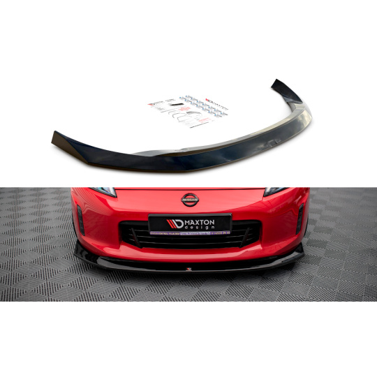 Maxton Design spoiler pod přední nárazník pro Nissan 370Z Facelift, černý lesklý plast ABS